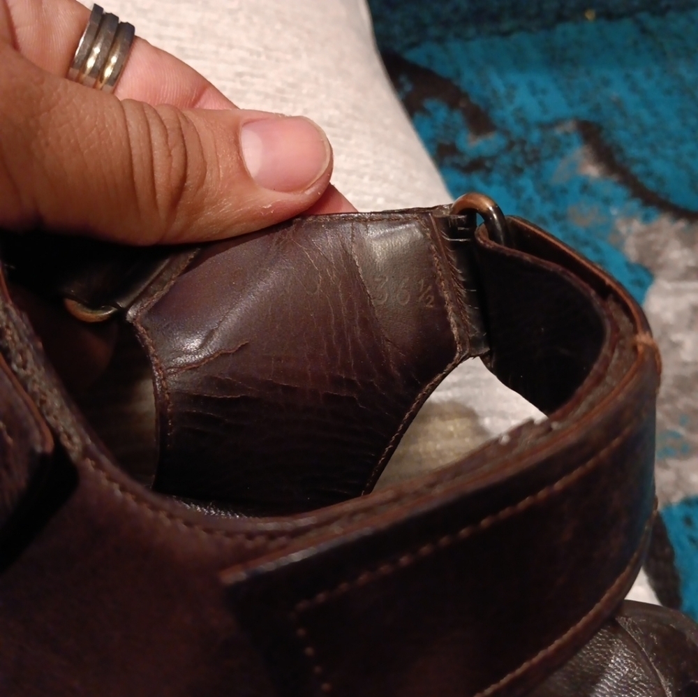Prada Leather Sandals Adjustable Ankle Straps Y2K Women's Size 36.5 Usa 6.5 - Picture 7 of 8